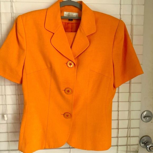 Casual corner vintage Orange Short Sleeve Blazer - Picture 1 of 5